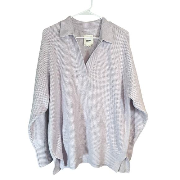 Aerie Lavender Purple Waffle Knit Oversized Sweater Size S - Picture 1 of 6